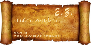 Eliás Zoltán névjegykártya